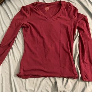 Maroon ish, purple shirt